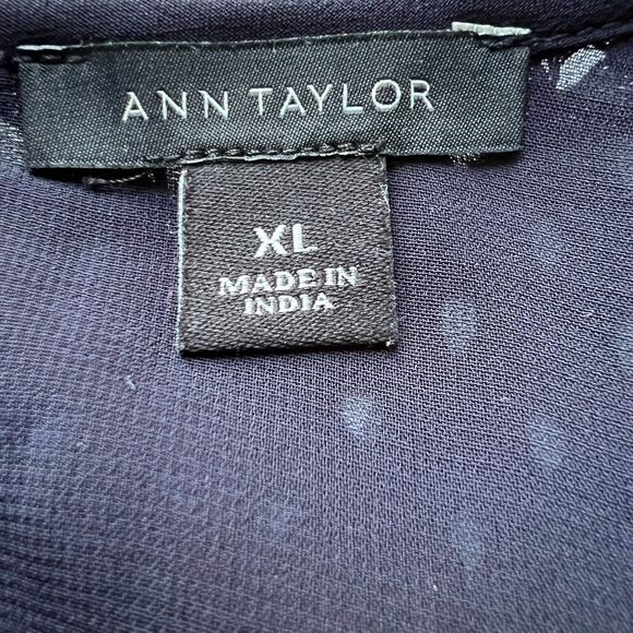 Ann Taylor Sleeveless Embroidered Eyelet Lace Top Womens XL Navy Shell Blouse - Picture 7 of 9